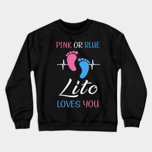 Pink or Blue Lito Loves You Mexican or Spanish Grandpa Heartbeat Crewneck Sweatshirt